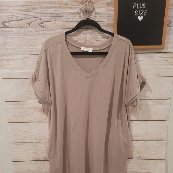 Plus size Basic Beige Tunic Dress 💞 - Picture 9 of 13